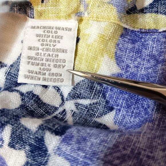 CHARTER CLUB 100% Linen Floral Tunic Top Blouse 14 XL Watercolors Flowy Comfort - Picture 6 of 8